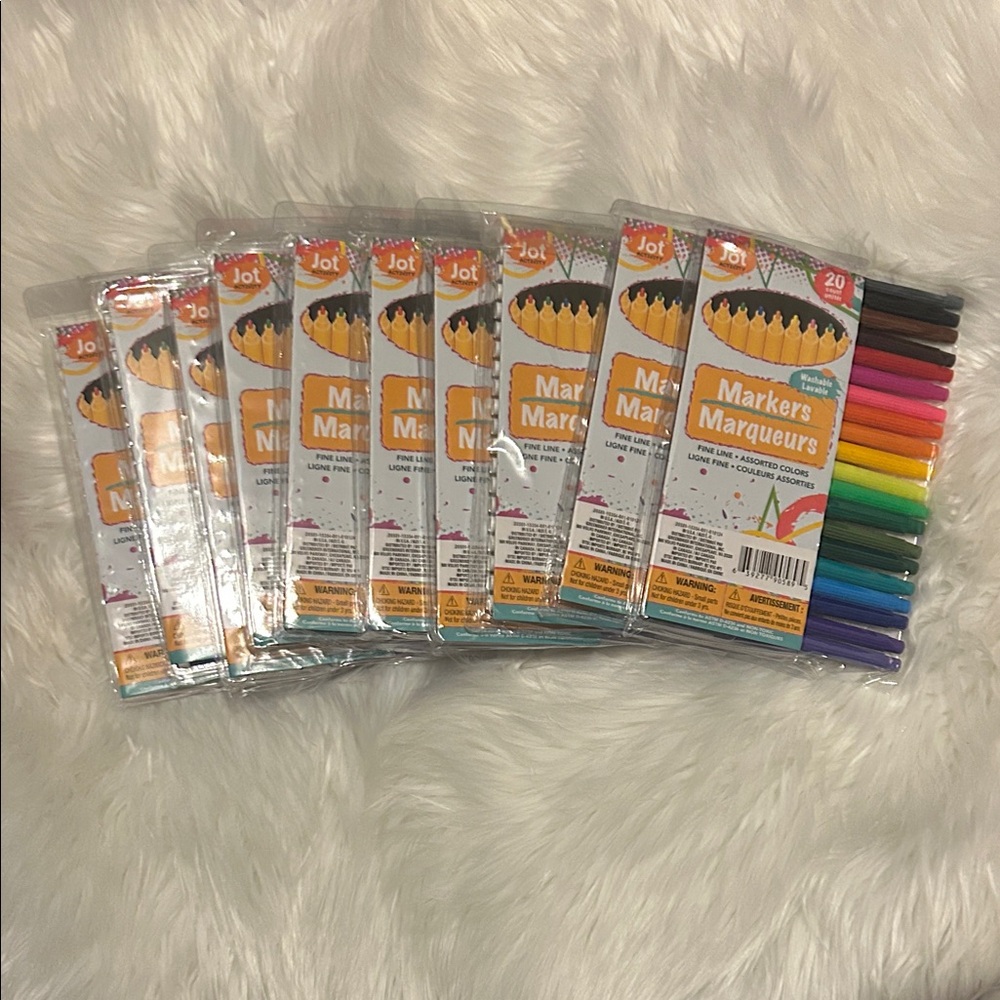 NEW 10 Sets Of Washable Fine Line Multicolor Markers Set 20 in a Pack